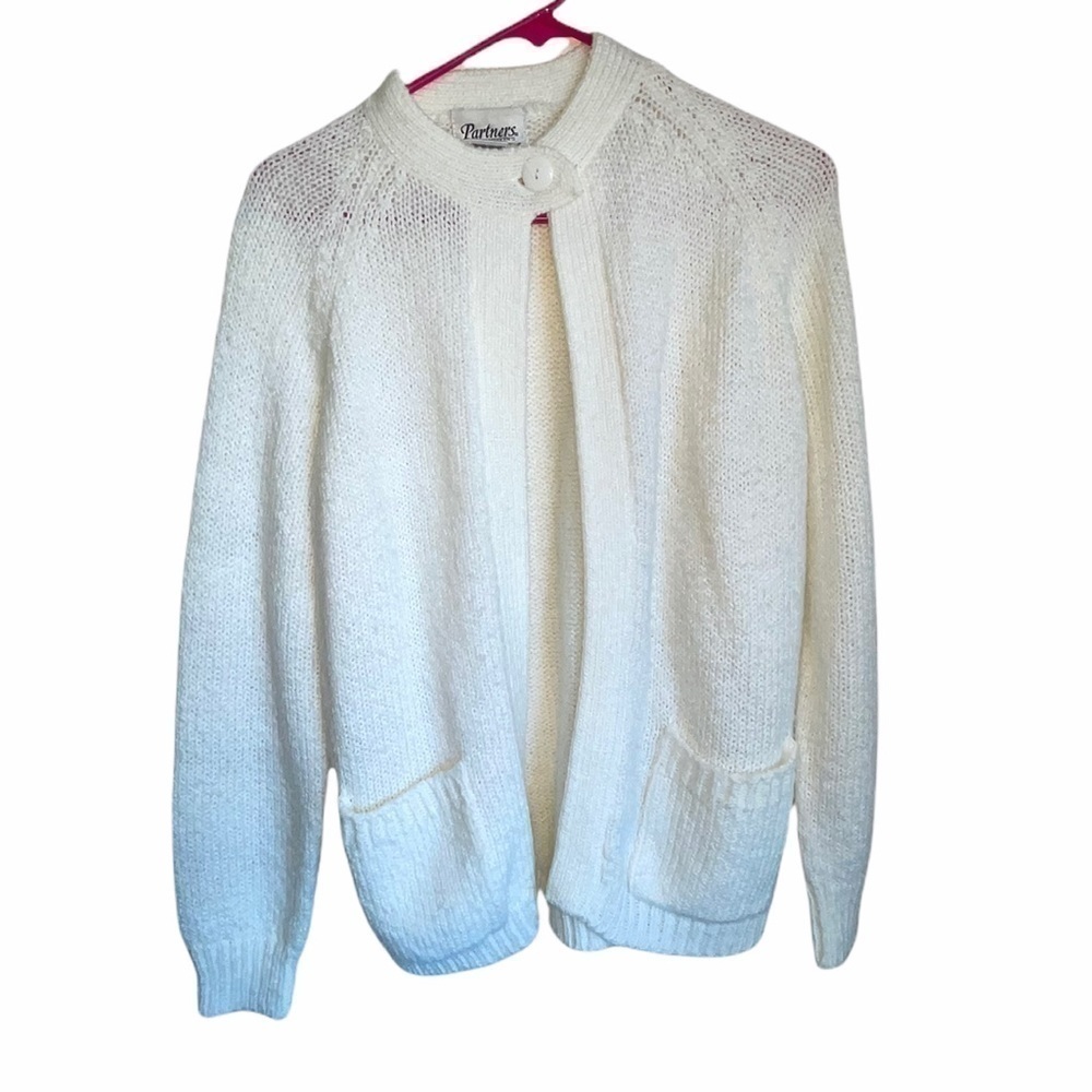 🌻 Partners by Mervyns White/Cream colored open cardigan. Size Large - Picture 2 of 5